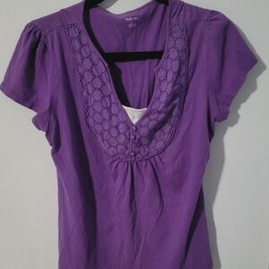 Style & Co Purple Short Sleeve Blouse Top Women's L